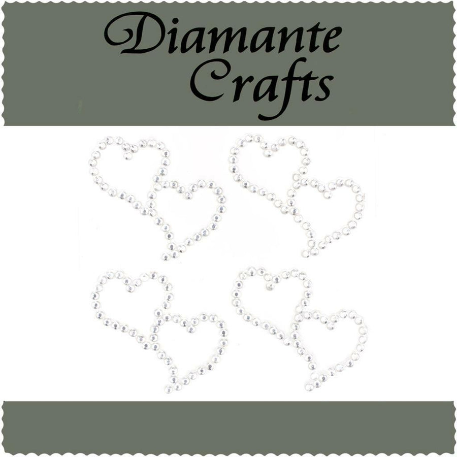 4 Clear Diamante Entwined Heart Self Adhesive Diamante