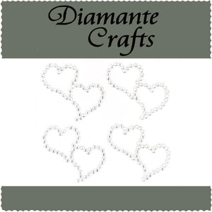 4 Clear Diamante Entwined Heart Self Adhesive Diamante