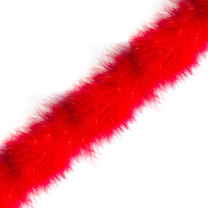 1 Meter Marabou Swansdown Feather Trim - Red/Iridescent Tinsel