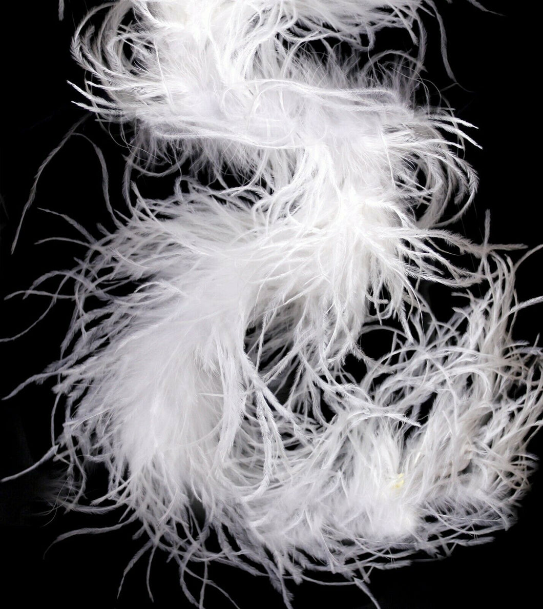 1 Yard - Marabou Swansdown Feather Trim with Ostrich Wisps - White