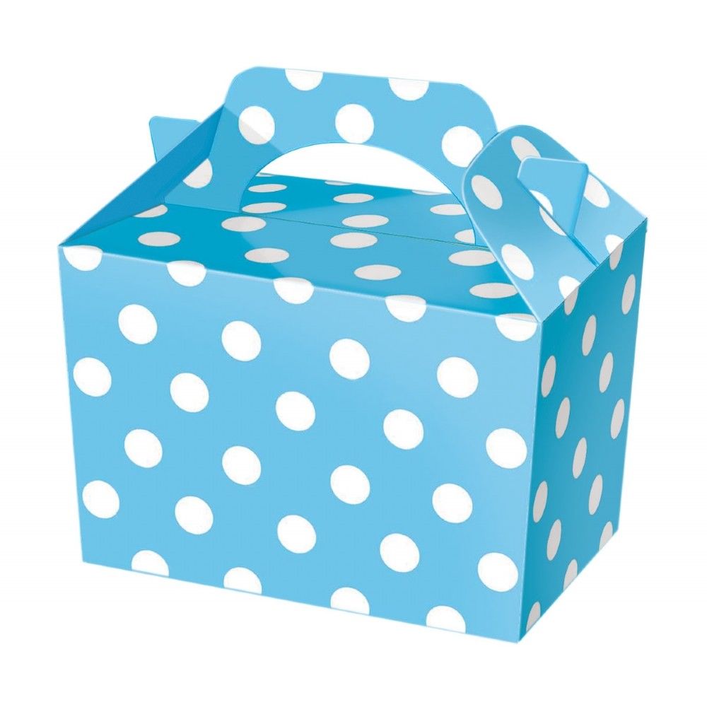 Blue polka dot party boxes