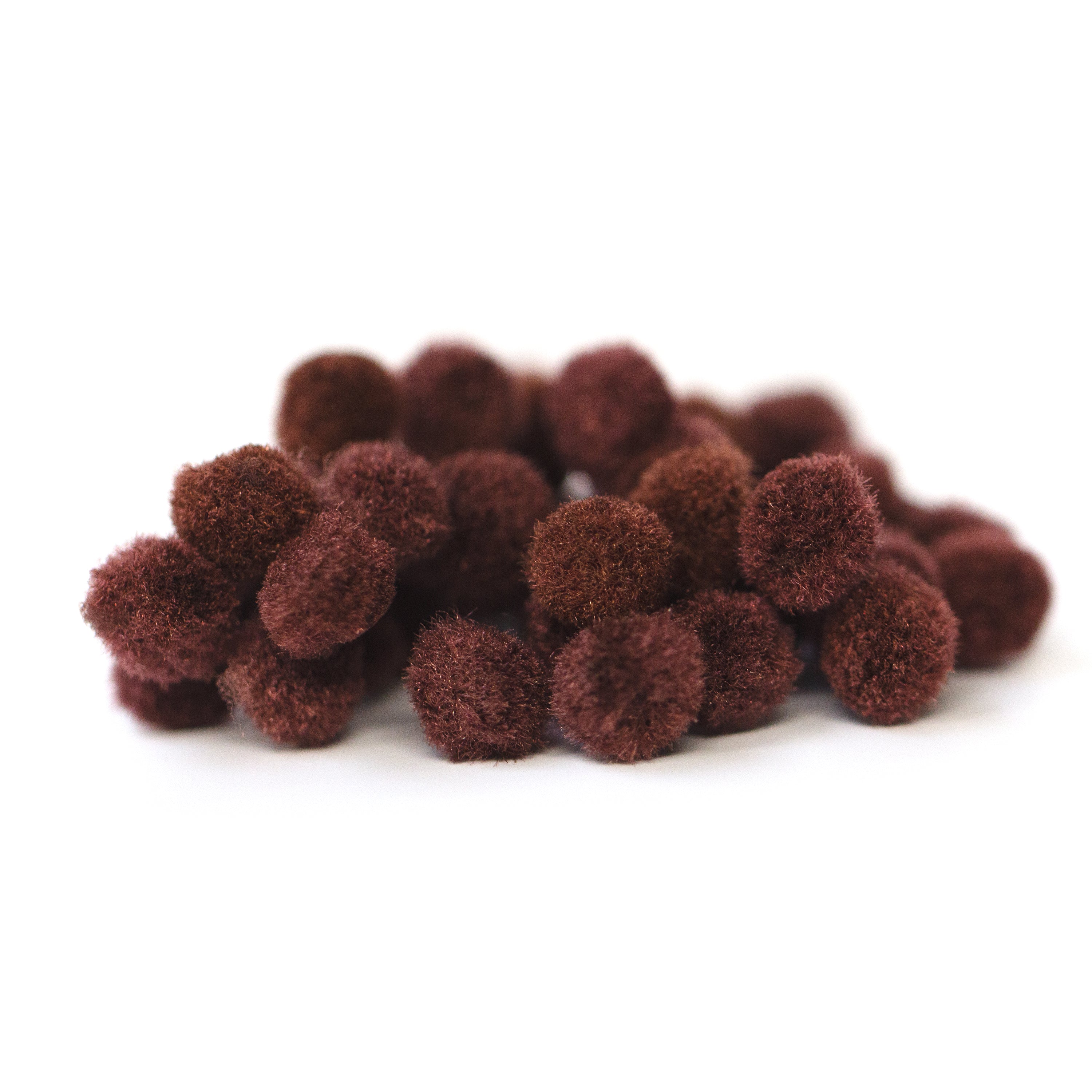 10mm Pom Poms 1cm - Brown 50 Pack