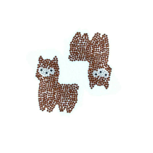 2 Brown Llama Self Adhesive Diamante