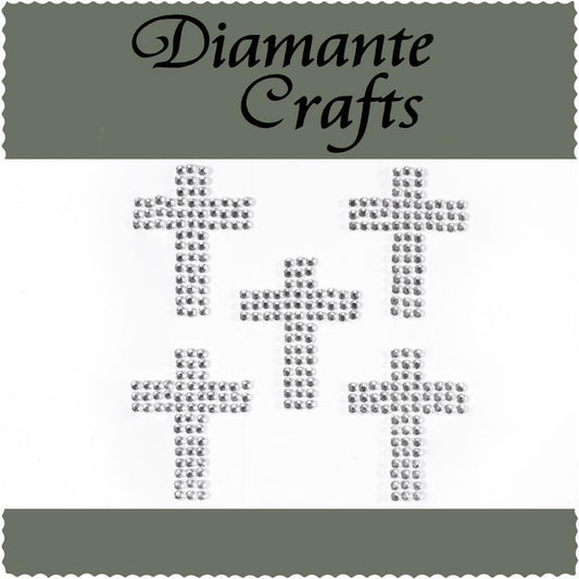 5 Clear Crosses Self Adhesive Diamante