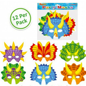 12 x Dinosaur Card Masks
