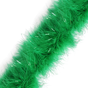 1 Meter Marabou Swansdown Feather Trim - Emerald/Silver Tinsel