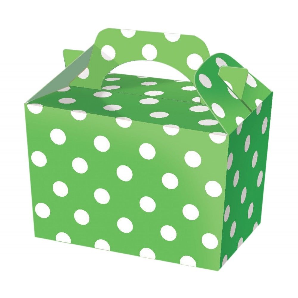 Green polka dot party boxes