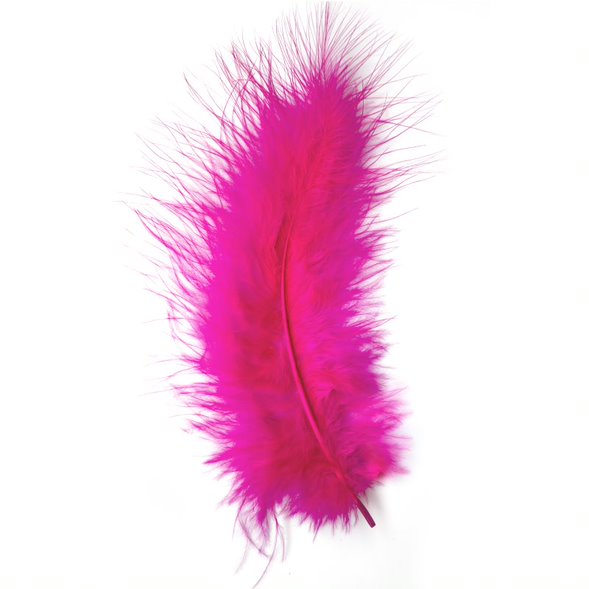 Marabou Feathers - 20 Per Pack - 12cm - 17 cm Hot Pink