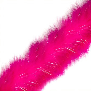 1 Meter Marabou Swansdown Feather Trim - Hot Pink/Iridescent Tinsel