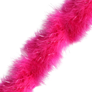 1 Meter Marabou Swansdown Feather Trim - Hot Pink/Silver Tinsel