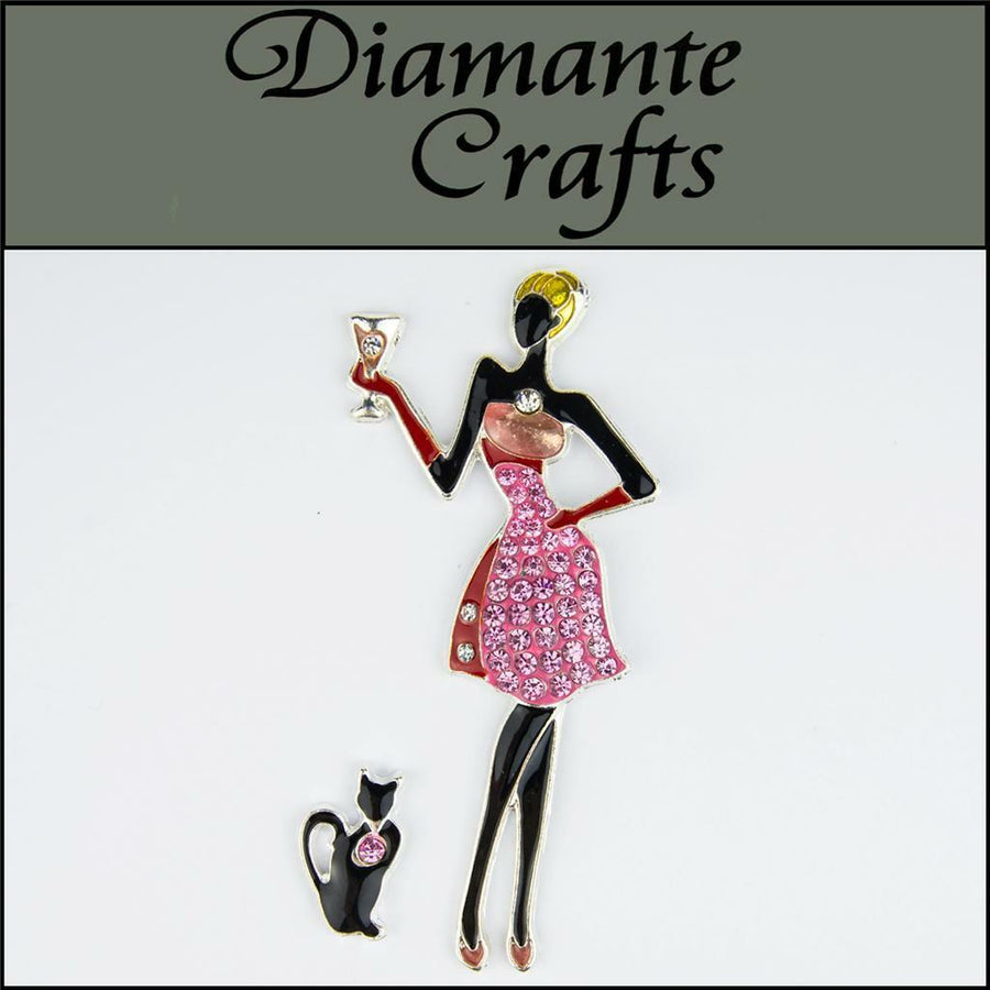 Lady In Pink Dress 3D Diamante