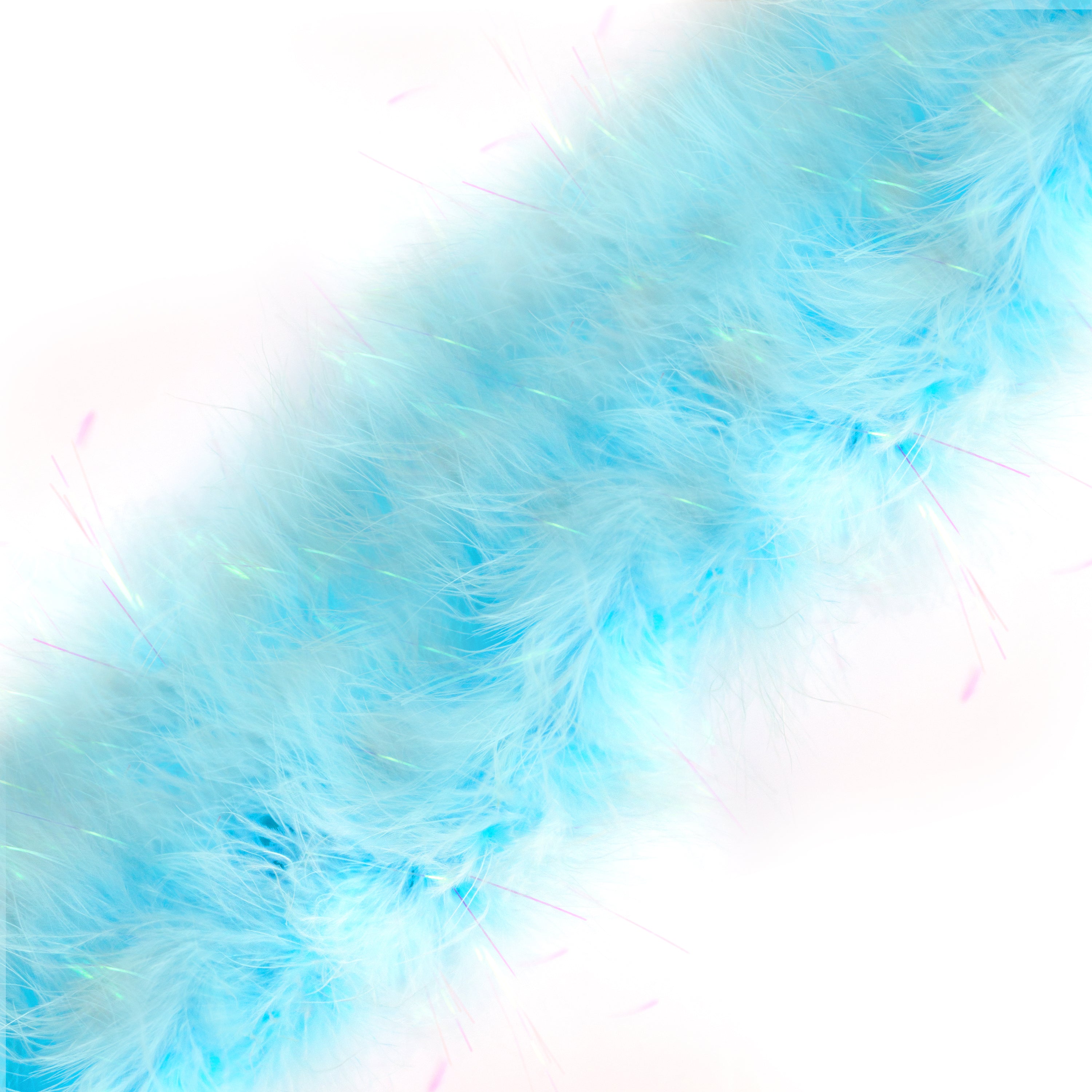 1 Meter Marabou Swansdown Feather Trim - Baby Blue/Iridescent Tinsel