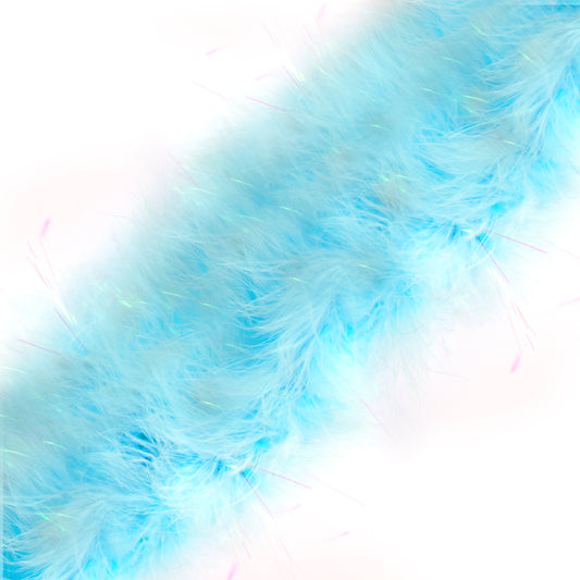 1 Meter Marabou Swansdown Feather Trim - Baby Blue/Iridescent Tinsel