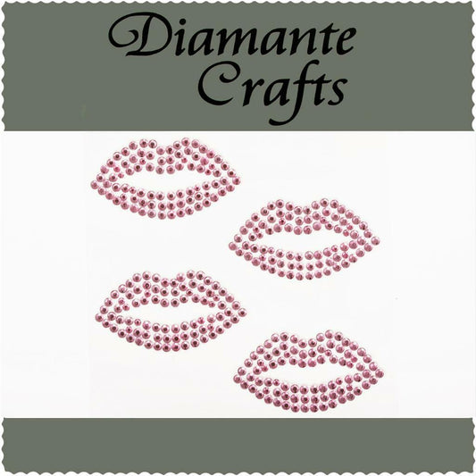 4 Light Pink Diamante Lips