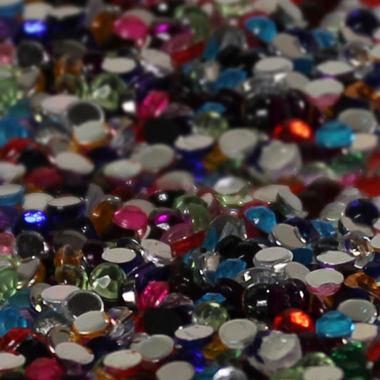 2mm x 300 Multi Coloured Loose Flat Back Diamante's