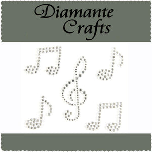 5 x Clear Diamante Music Notes Self Adhesive Diamante