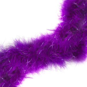 1 Meter Marabou Swansdown Feather Trim - Purple/Iridescent Tinsel