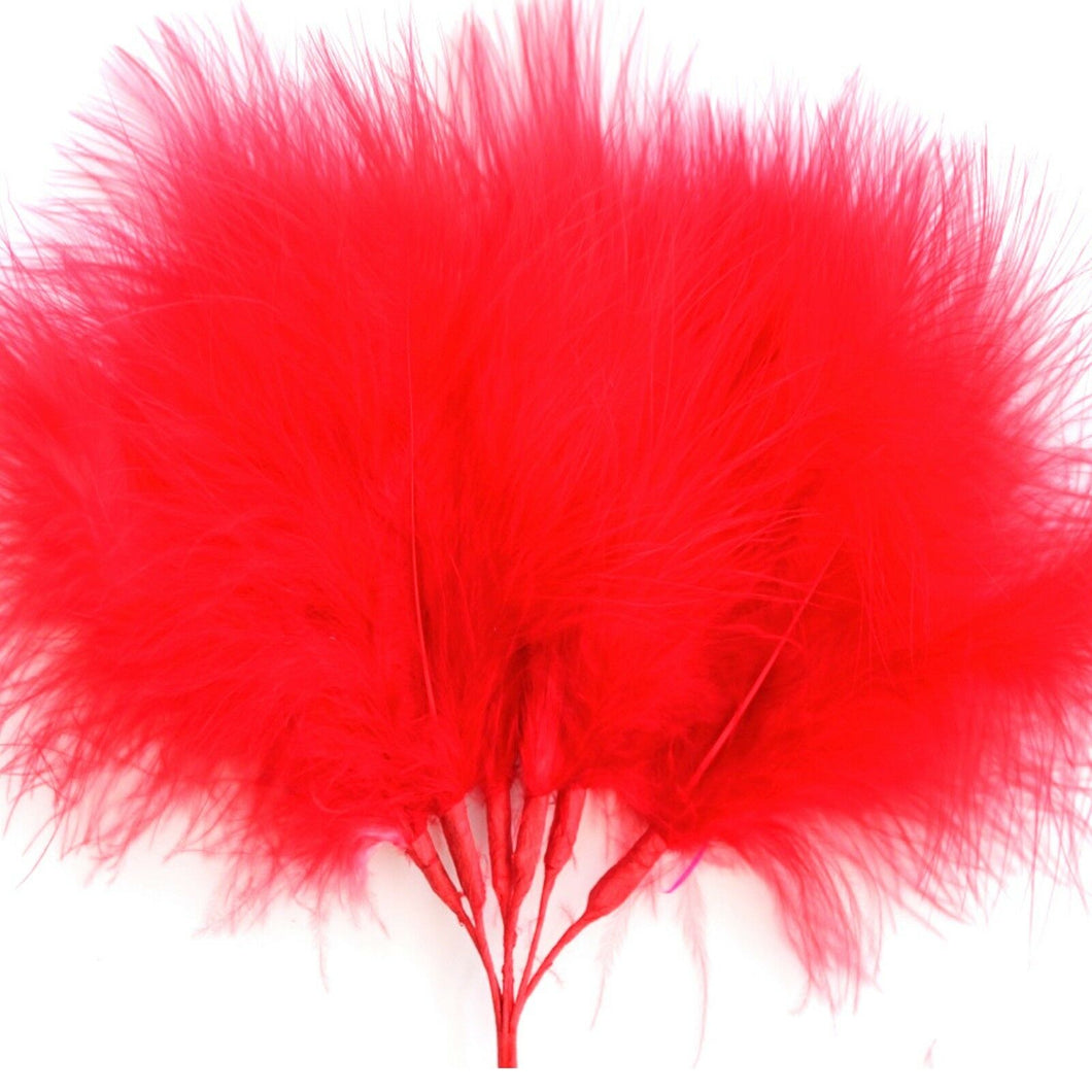 Red Marabou Fluff Feathers