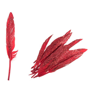 Red Glitter Duck Feather