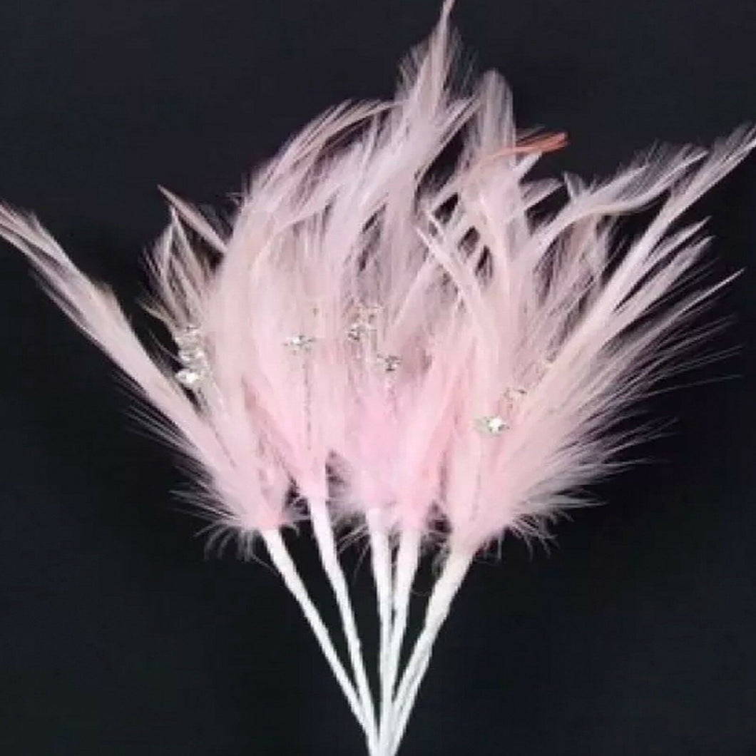 Pale Pink Diamante Feather