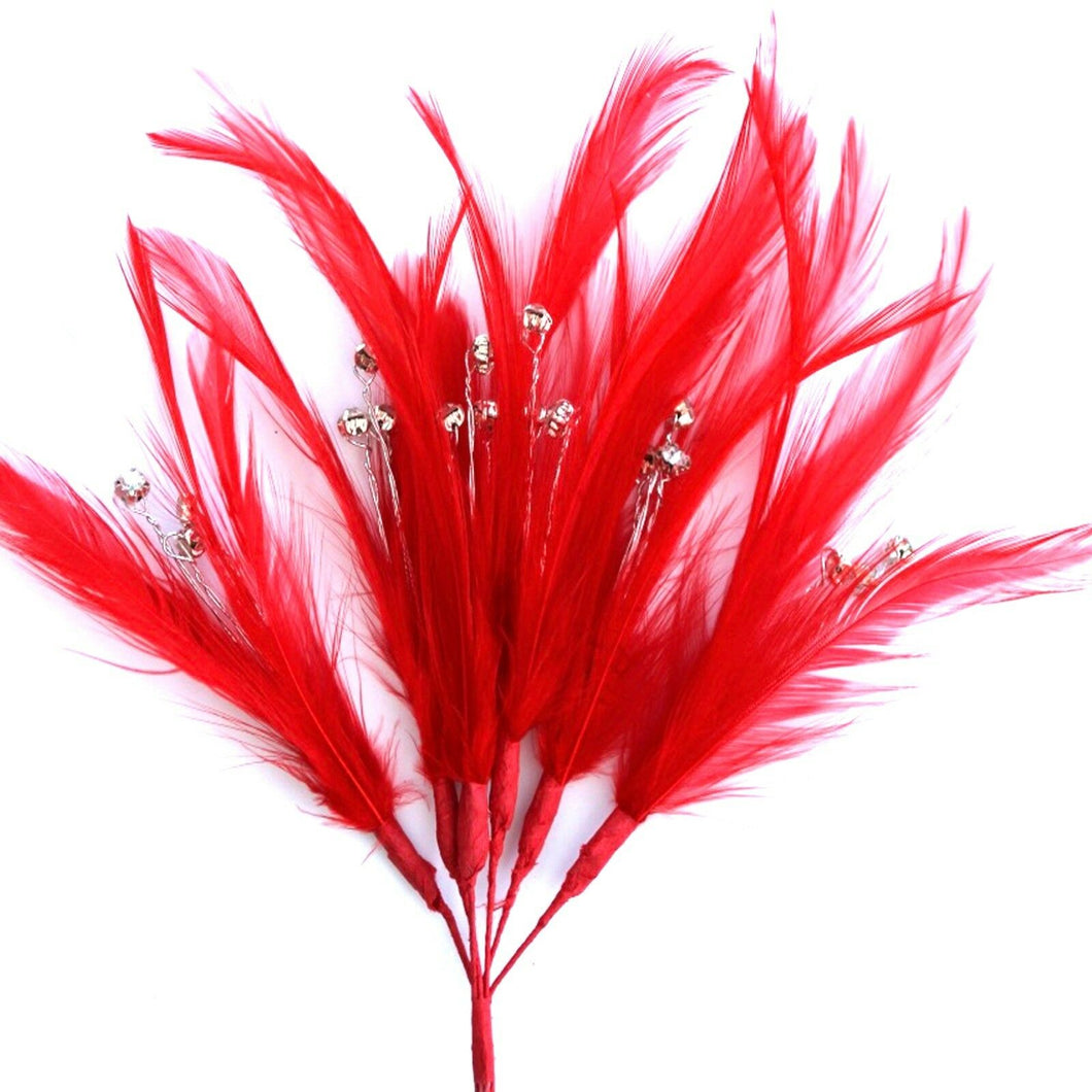 Red Diamante Feather