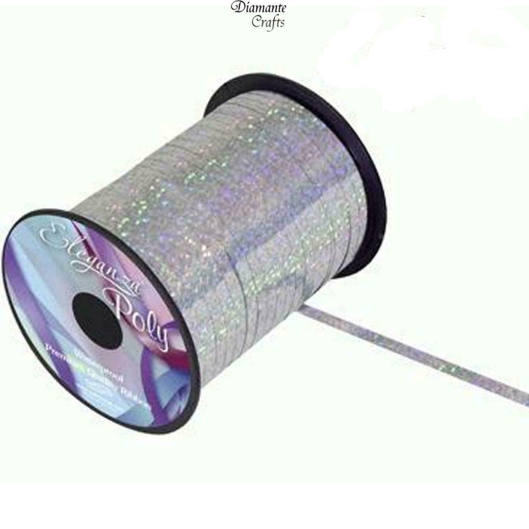 450m / 500 yards Curling 5mm Ribbon - Wrapping Balloon - Full Roll - Holographic Silver