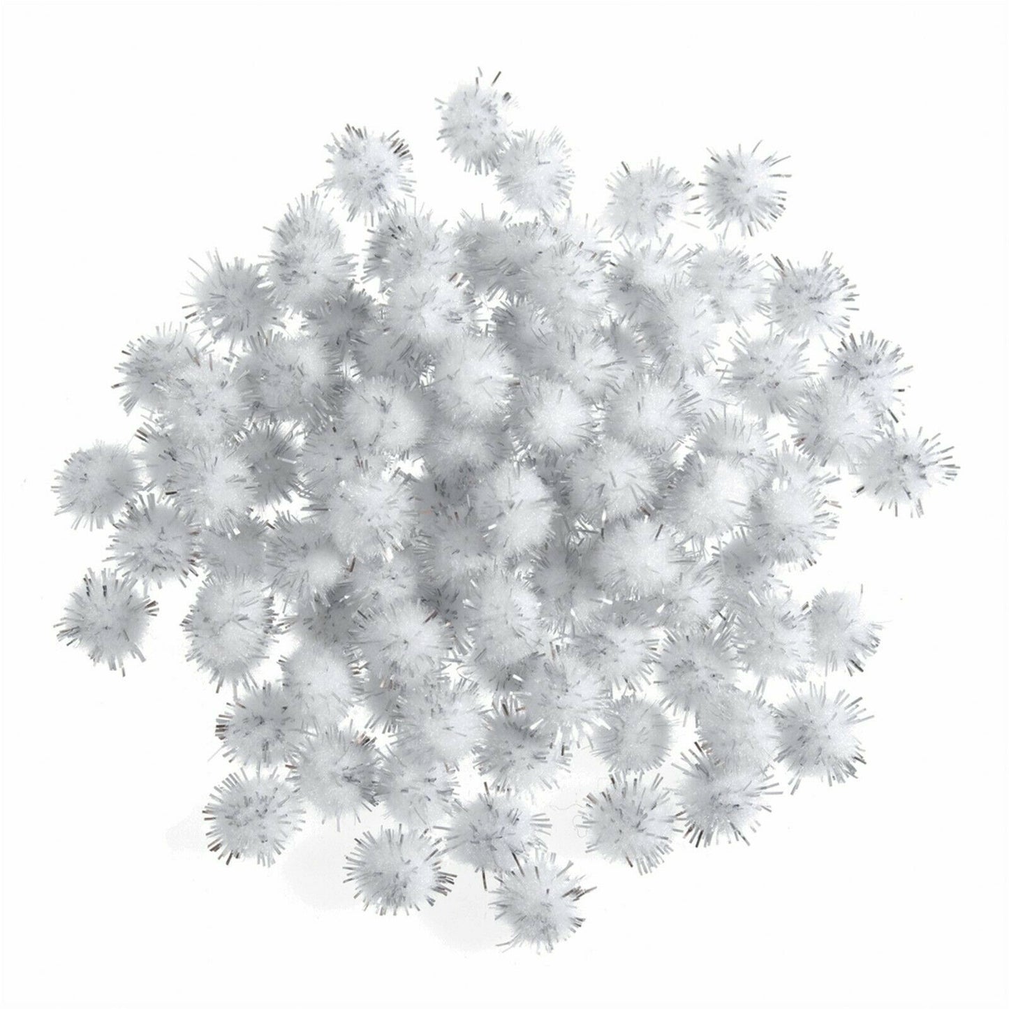 7mm Pom Poms 0.7cm - Silver Metallic 100 Pack