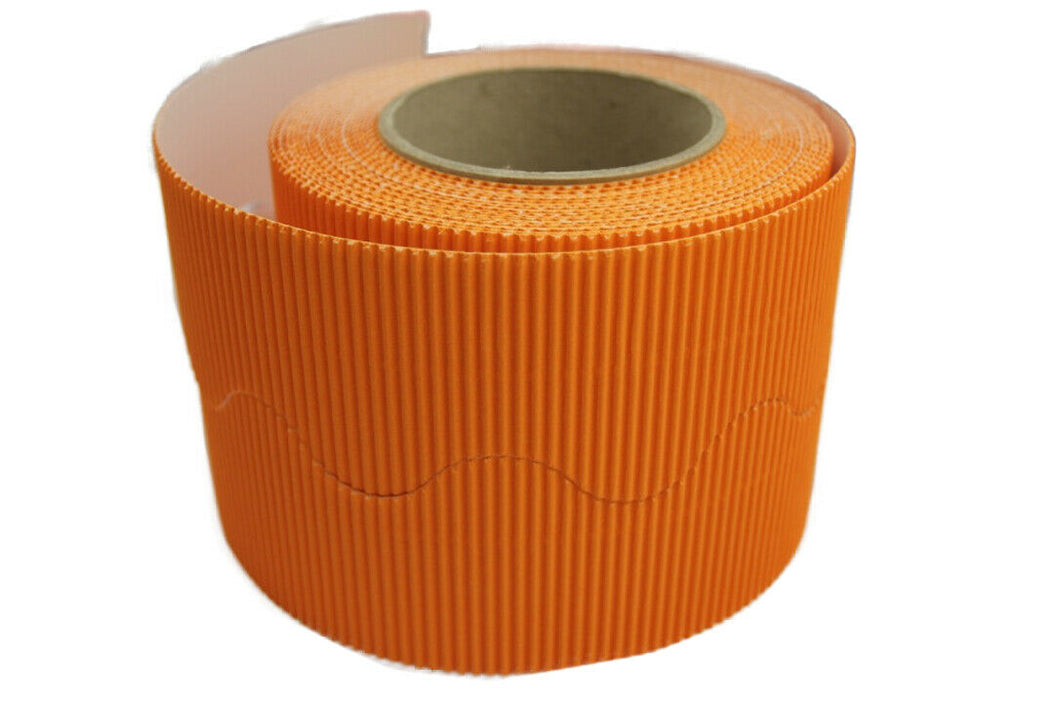 Border Rolls - Scalloped Wavy Edge Display - Corrugated Card - Orange - s