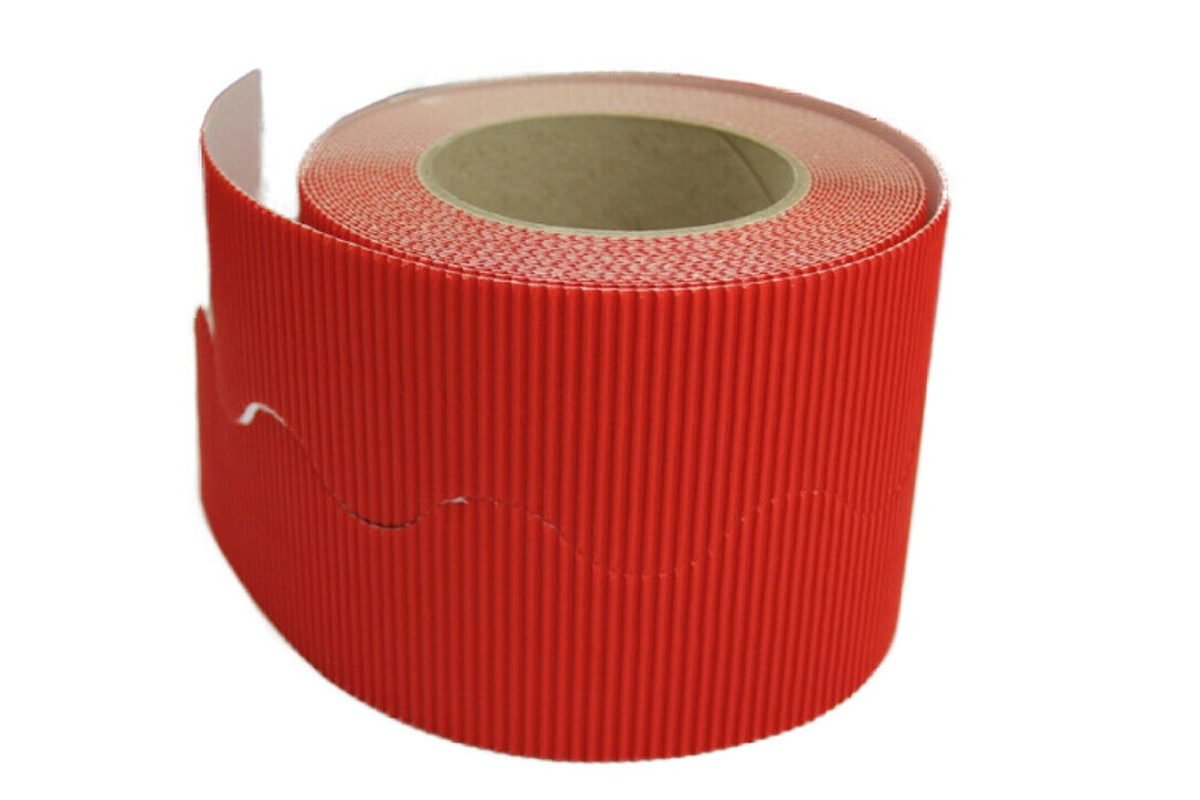 Border Rolls - Scalloped Wavy Edge Display - Corrugated Card - Scarlet- s