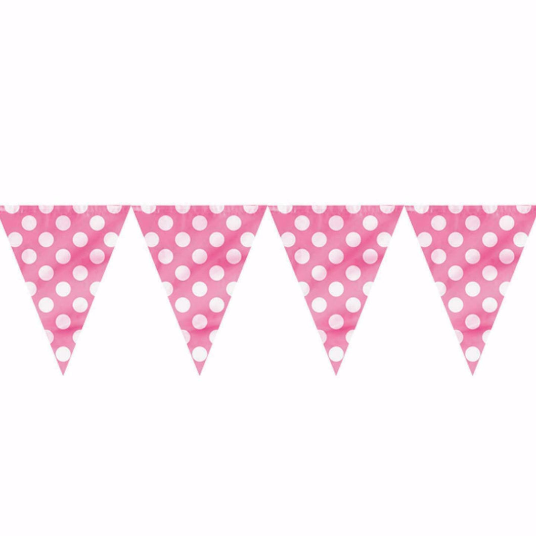 12 ft Polka Dot Bunting - Dot Spot Flag Pink