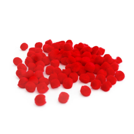 12mm Pom Poms 1.2cm - Red 100 Pack