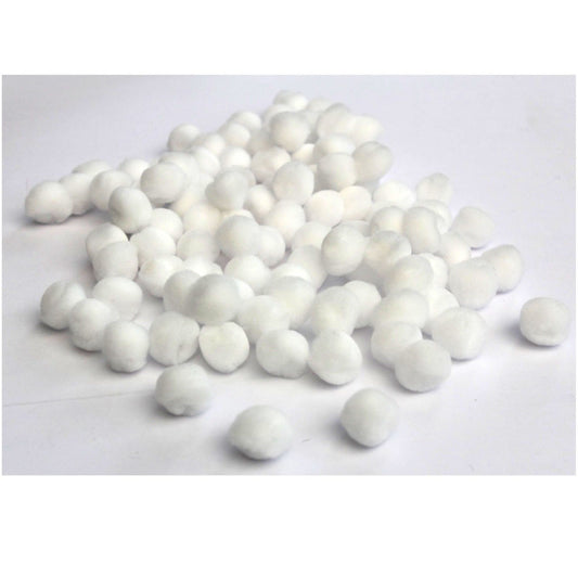 12mm Pom Poms 1.2cm - White 100 Pack