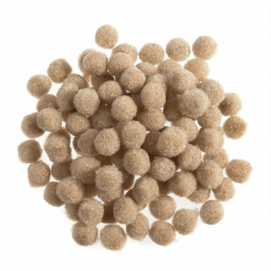 7mm Pom Poms 0.7cm - Beige 100 Pack