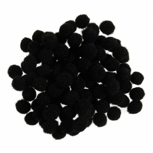 7mm Pom Poms 0.7cm - Black 100 Pack