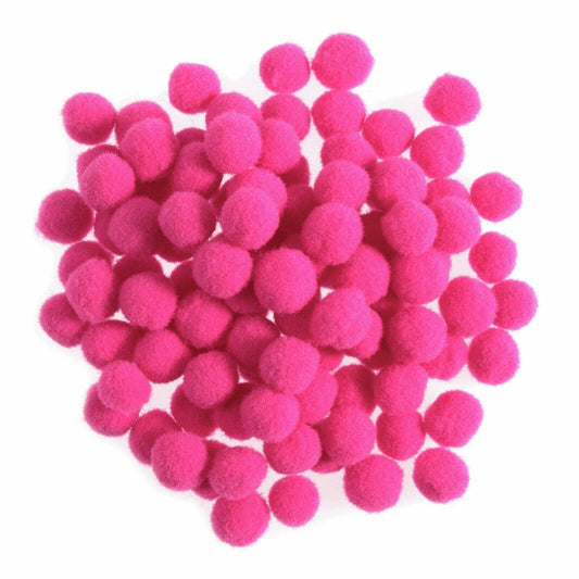 7mm Pom Poms 0.7cm - Bright Pink 100 Pack