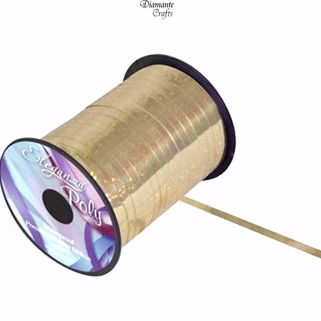 450m / 500 yards Curling 5mm Ribbon - Wrapping Balloon - Full Roll - Holographic Gold