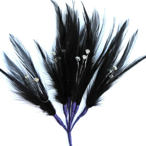 Black Diamante Feather