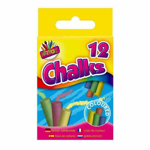 Chalk 12 Sticks Assorted Colours - Playground Pub Art Craft Kids School - Mixed