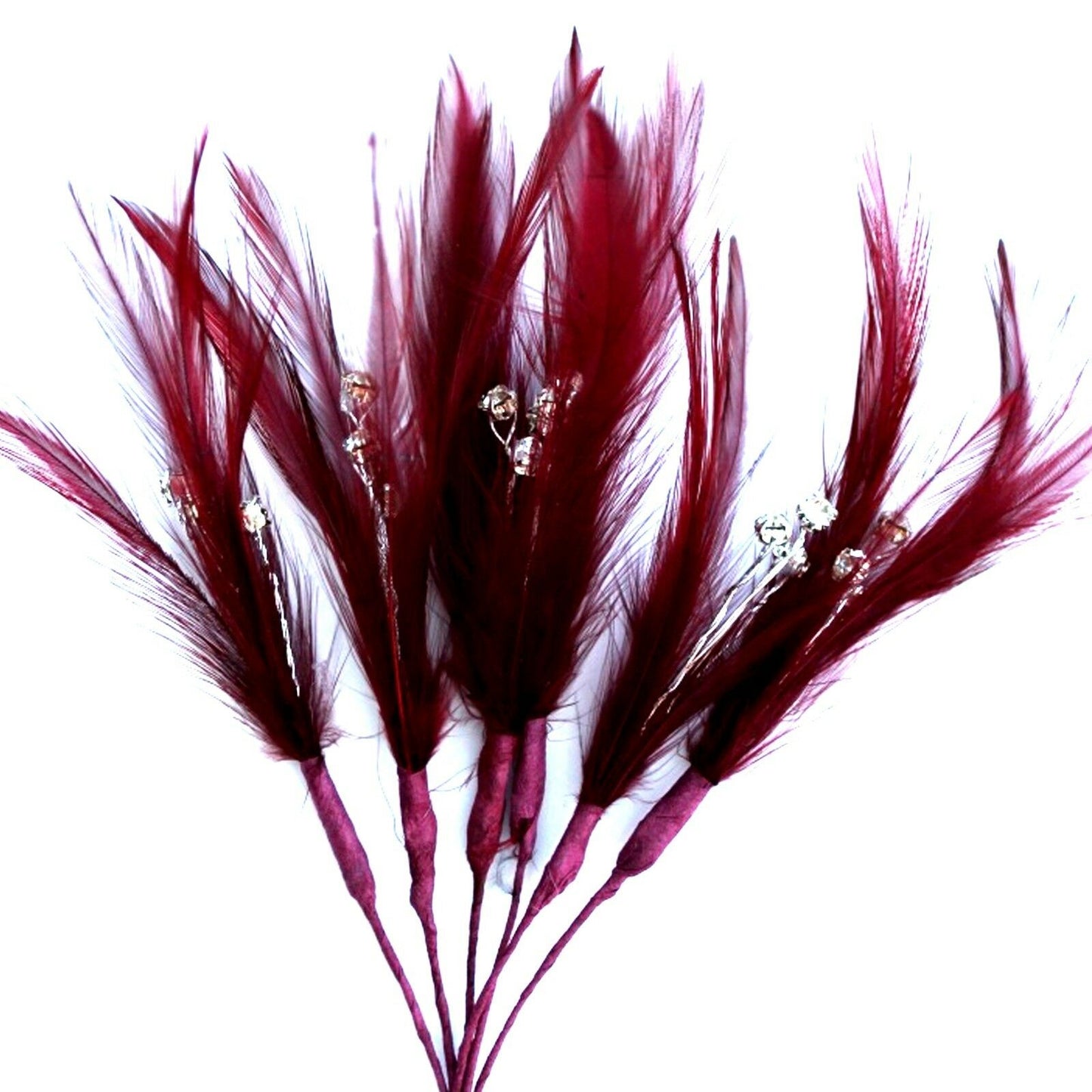 Burgundy Diamante Feather