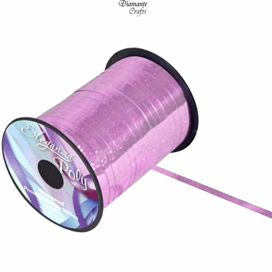 450m / 500 yards Curling 5mm Ribbon - Wrapping Balloon - Full Roll - Holographic Light Pink