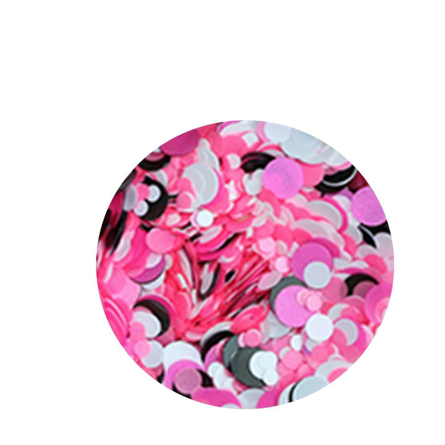 White, Pink and Black Mixed Circle Glitter