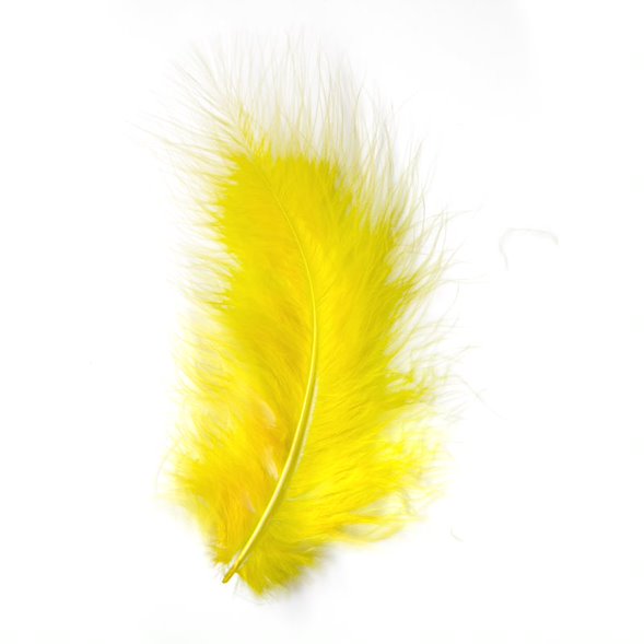 Marabou Feathers - 20 Per Pack - 12cm - 17 cm Yellow