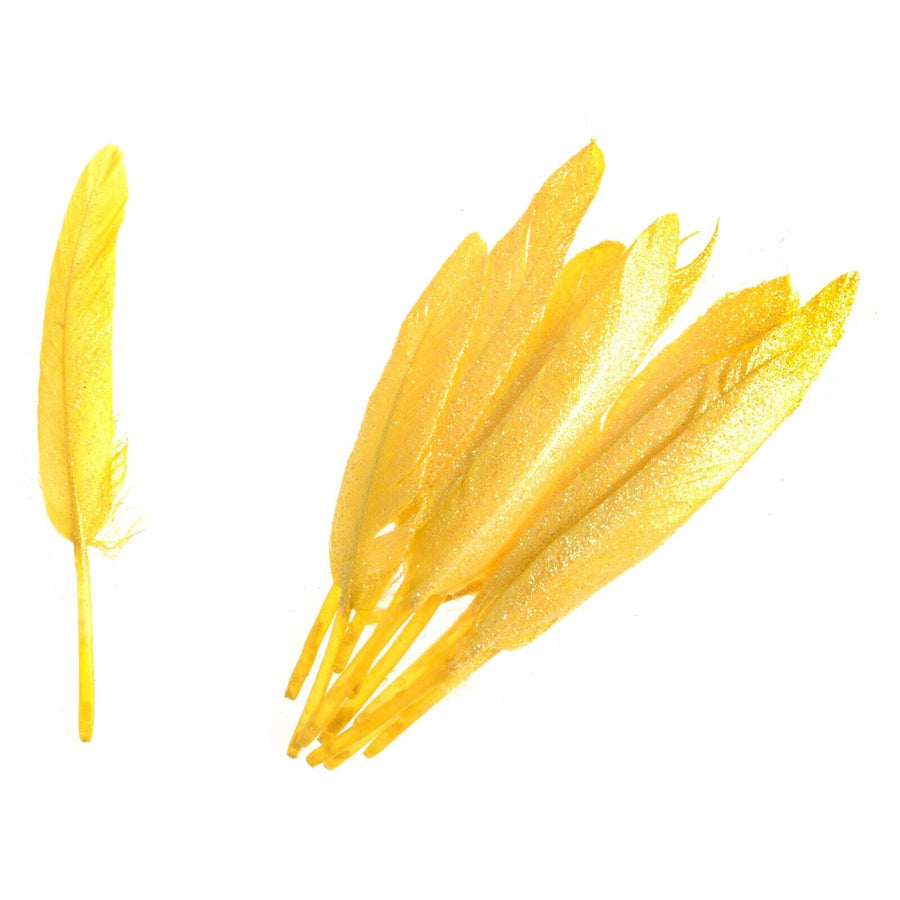 Yellow Glitter Duck Feather